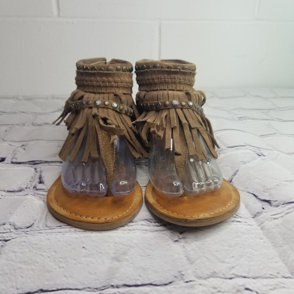 Naughty Monkey Hidden Treasure brown suede studded gladiator sandals - Picture 11 of 12